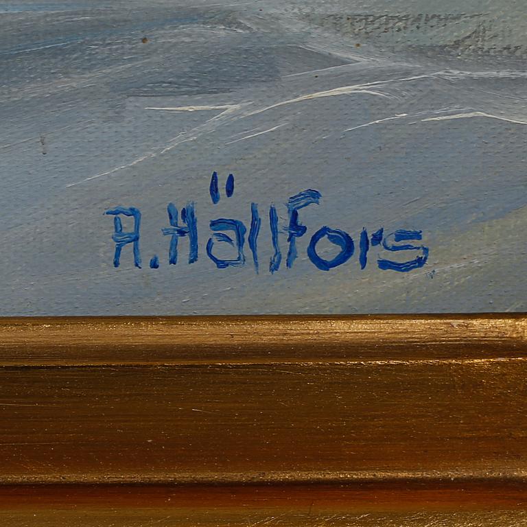 OKÄND KONSTNÄR, olja på duk, signerad A Hällfors.