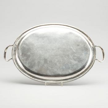 An 1810/20's Austrian-Hungarian silver tray, length 40 cm, weight ca 564 gr.