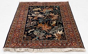A Kashmir silk rug, c. 168 × 102 cm.