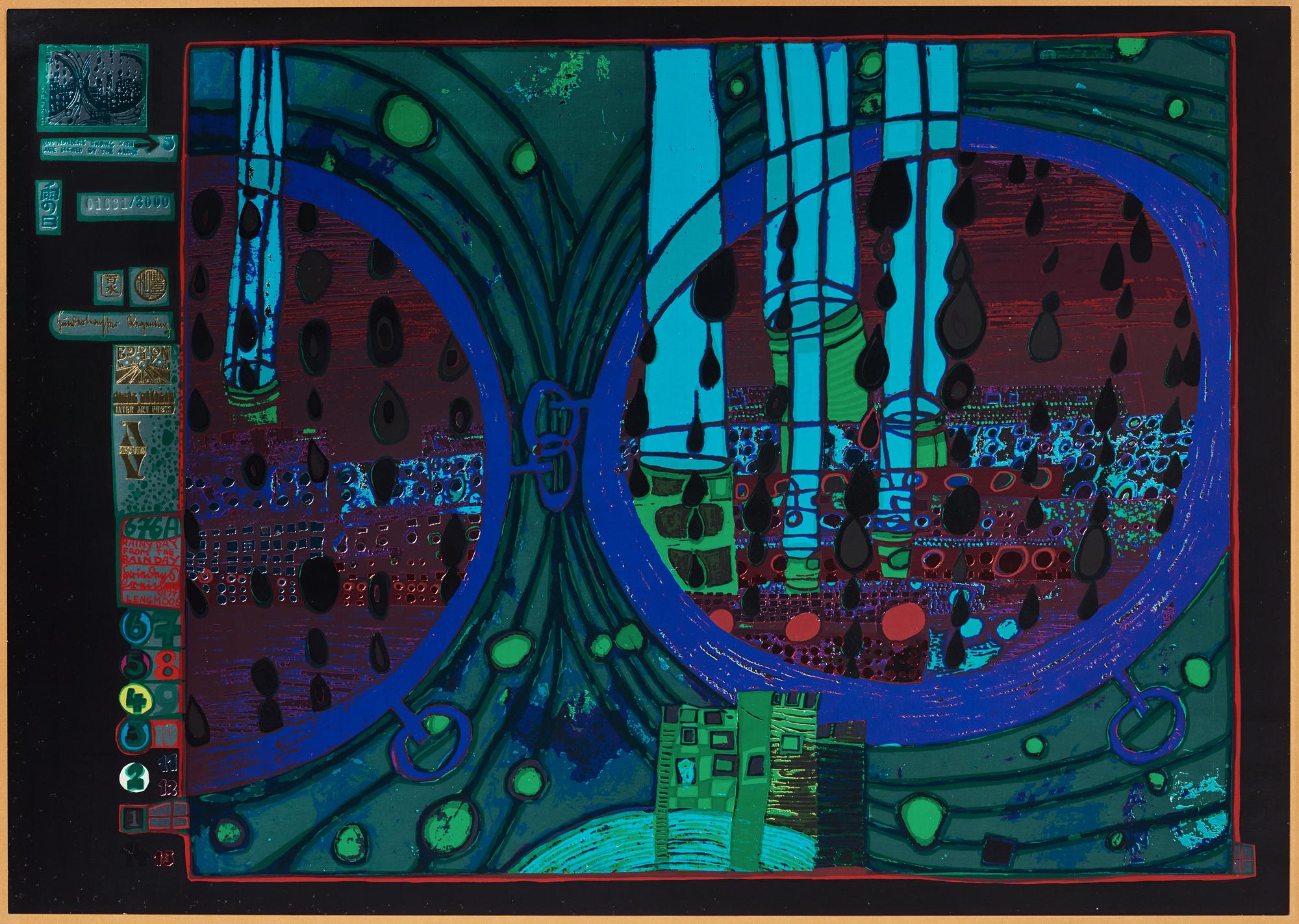 Friedensreich Hundertwasser, "Look at it on a rainy day (The Regentag portfolio)".