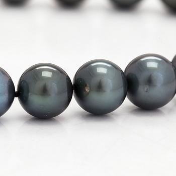 A cultured Tahitian pearl necklace.