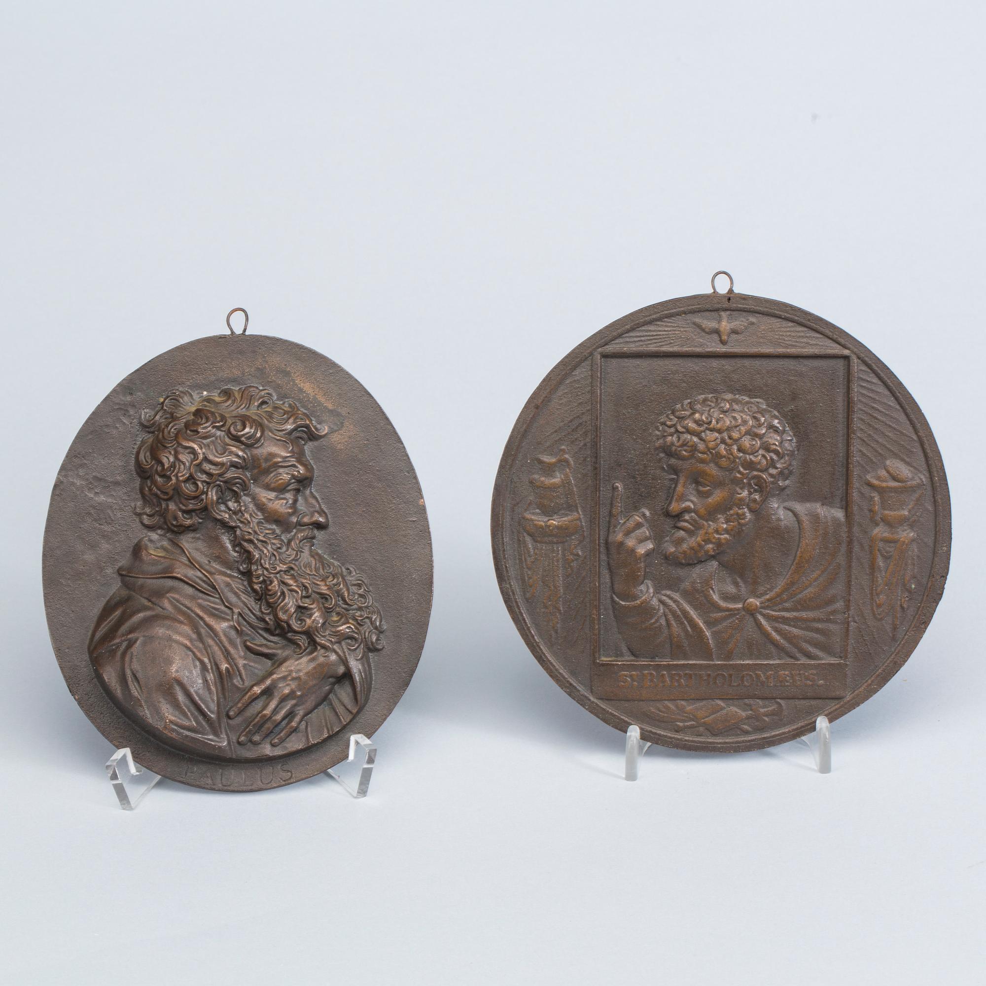 VÄGGRELIEFER, 11 st, brons, omkring 1900.