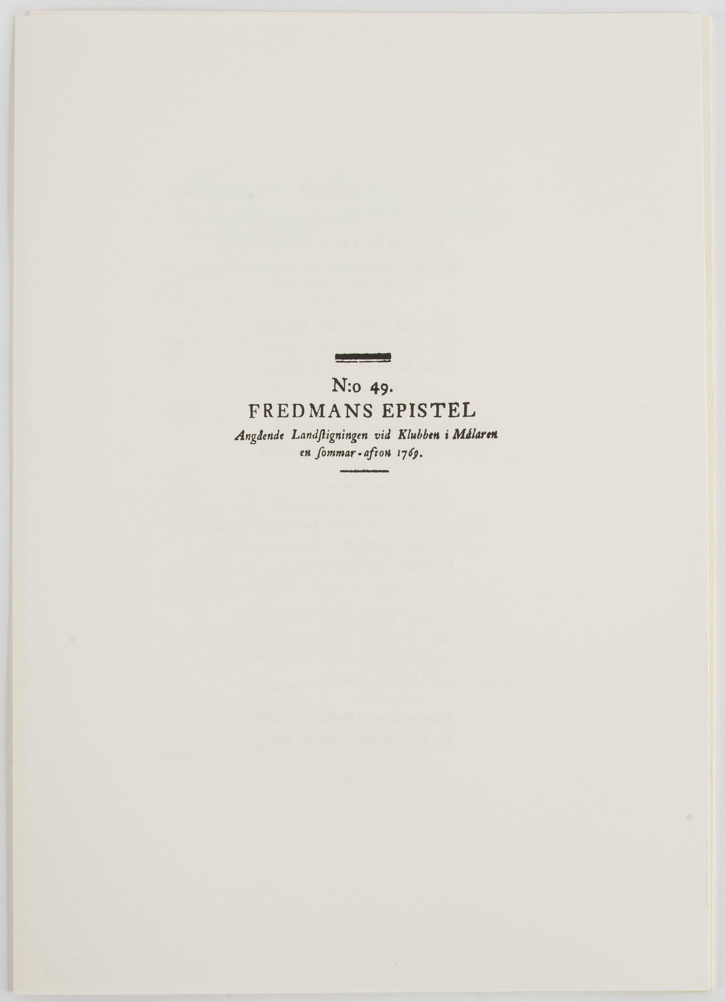 Peter Dahl, "Carl Michael Bellman: Fredmans Epistlar".