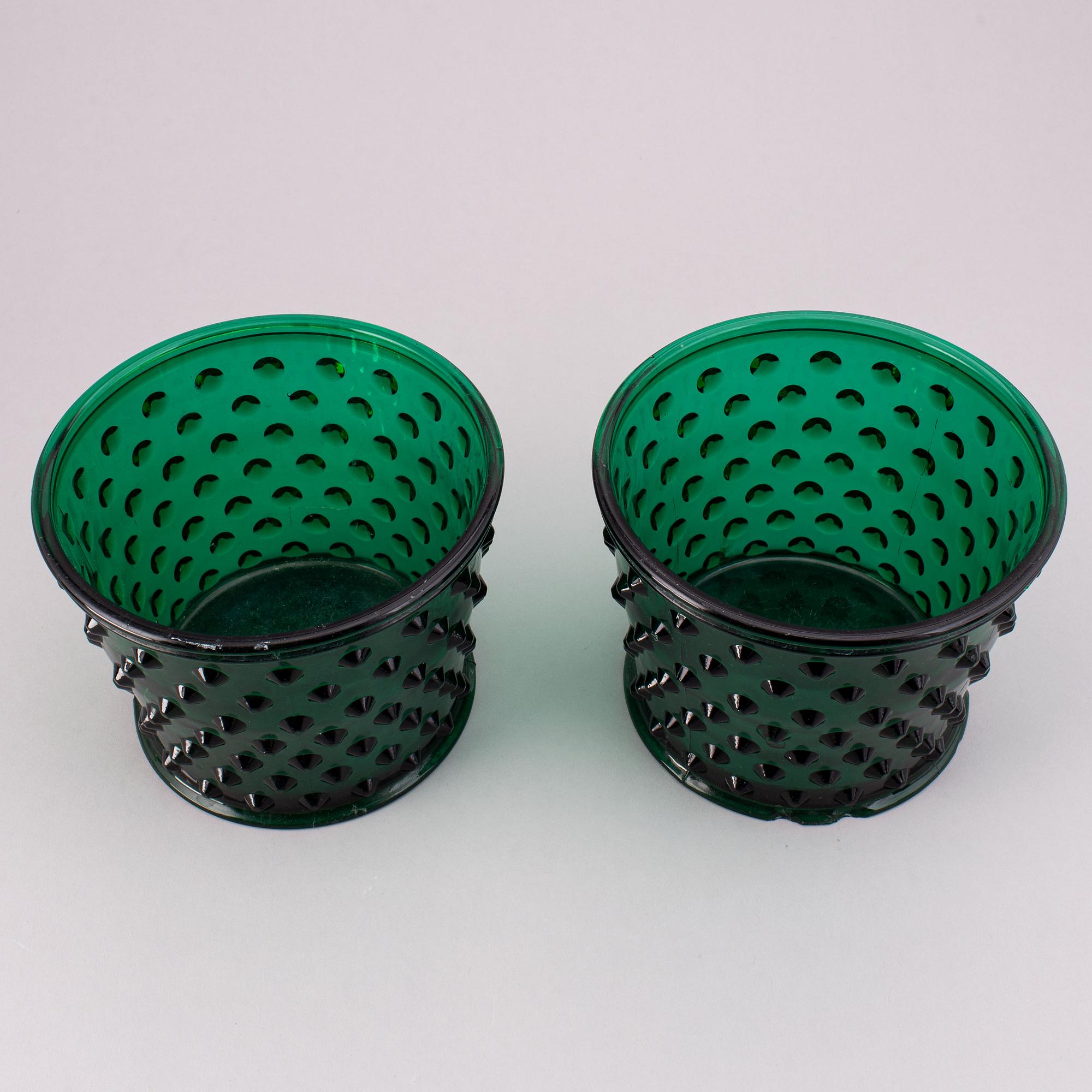 Josef Frank, two "Hortus" glass flower pots, Svenskt Tenn, Sweden.