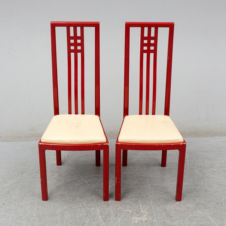 a set of eight chairs by Wards Atelier in the late 20th century.
