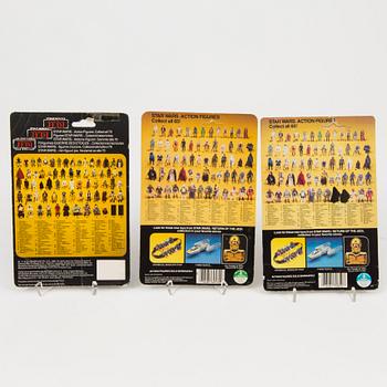 A lot of five vintage Star Wars action figures in Return of the Jedi packaging Kenner 1980s.