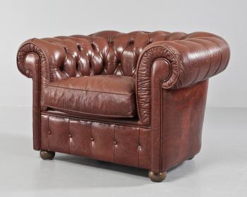 SOFFA SAMT FÅTÖLJ, Chesterfield-modell, 1900-talets andra hälft.