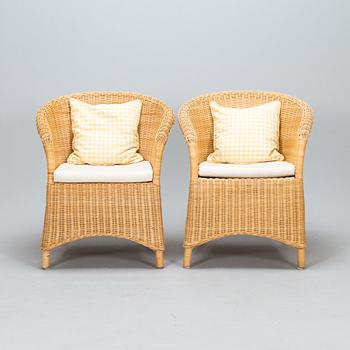 Korituoleja, 3 kpl, rottinki, vuosisadan vaihde 1900/2000.