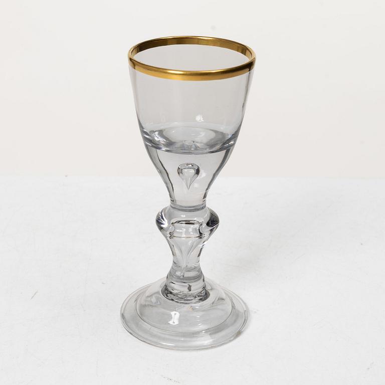 Ten Baroque style wine glasses, 20th Century.