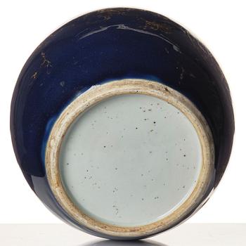 A blue glazed jar, Qing dynasty, 18th century.