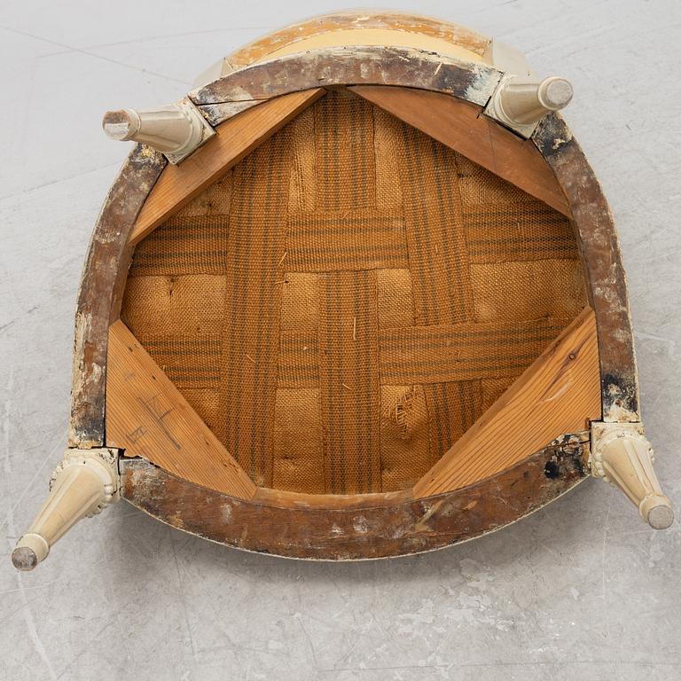 A matched pair of Gustavian armchairs, one signed by Johan Lindgren Stockholm.