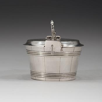SMÖRTINA med lock, av Henrik Wittkopf d.ä., Stockholm 1734.