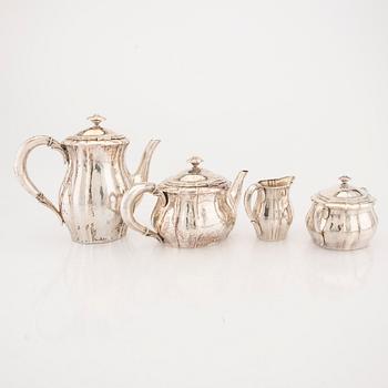 A Danish four pcs sivler tea and coffee service first half of the 20th century, tota weight 1618 grams.