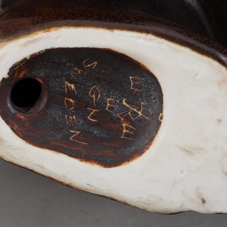 GUNNAR NYLUND, two stoneware sculptures of a bear and a baby bear, Rörstrand, Sweden.