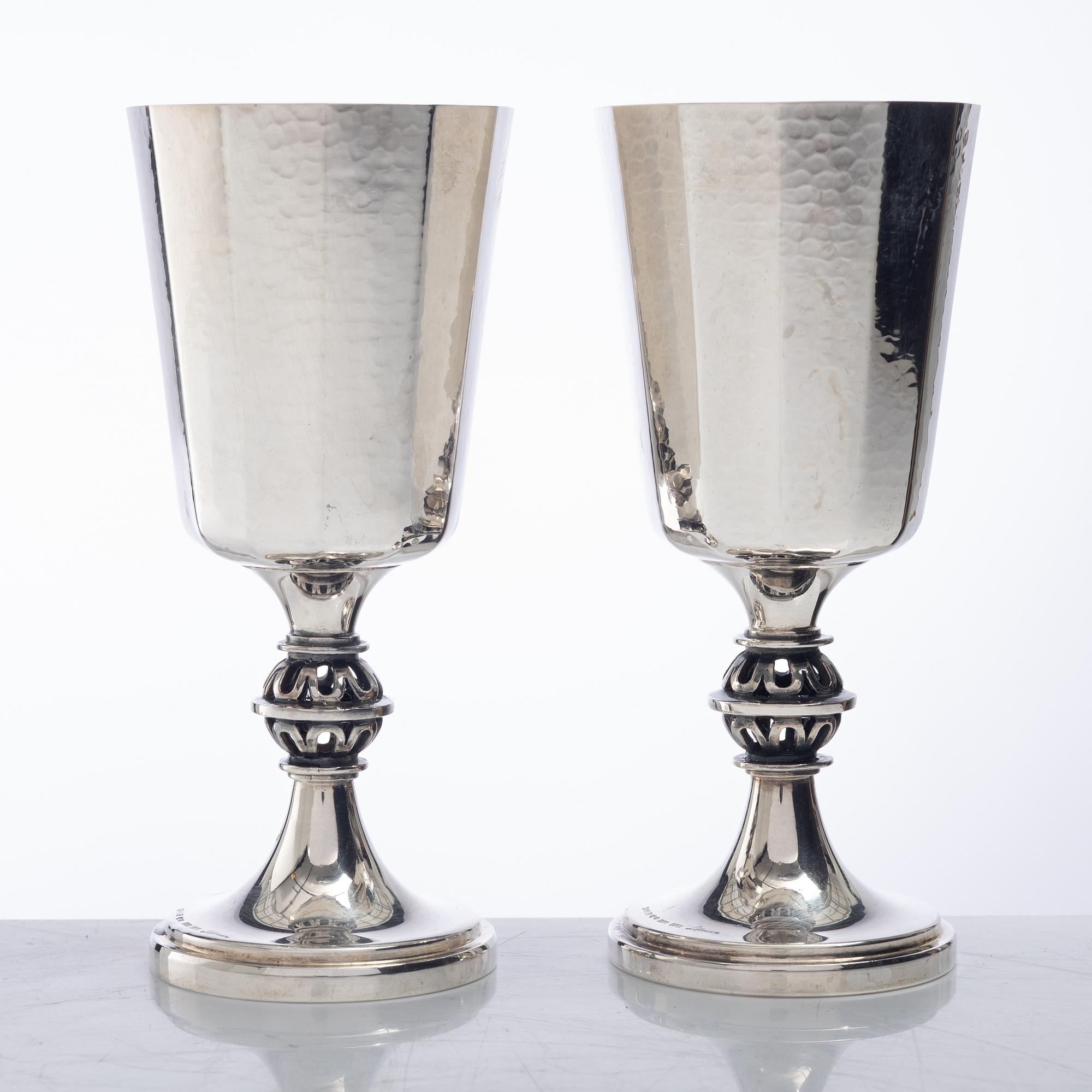 Eric Löfman, A set of twelve silver wine glasses, KG Markströms, Uppsala 1977-1978.