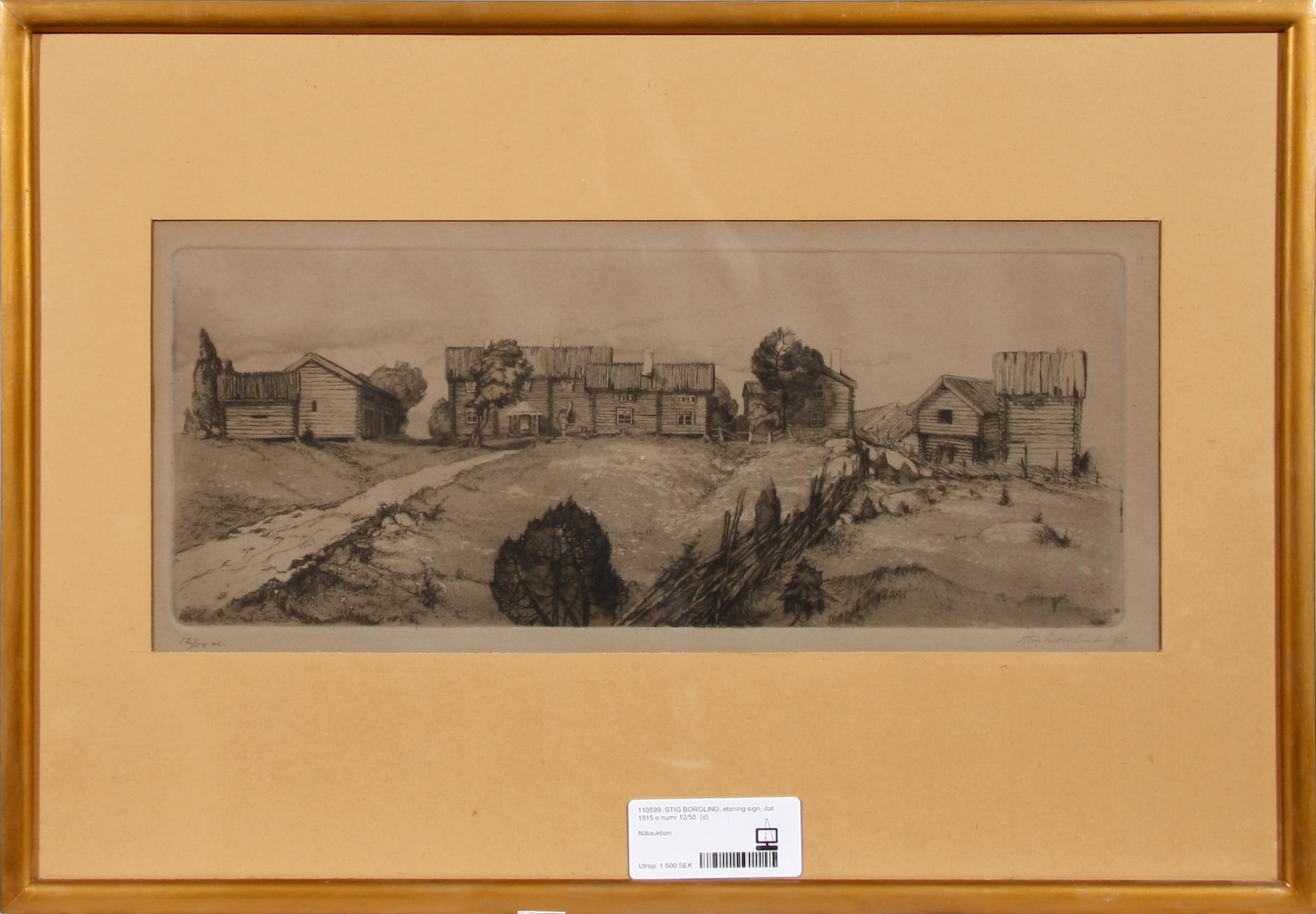 STIG BORGLIND, etsning sign, dat 1915 o numr 12/50.