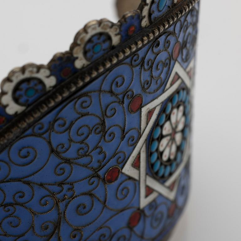 Bridal crown, possibly, silver and enamel, Russia, early 20th century.
