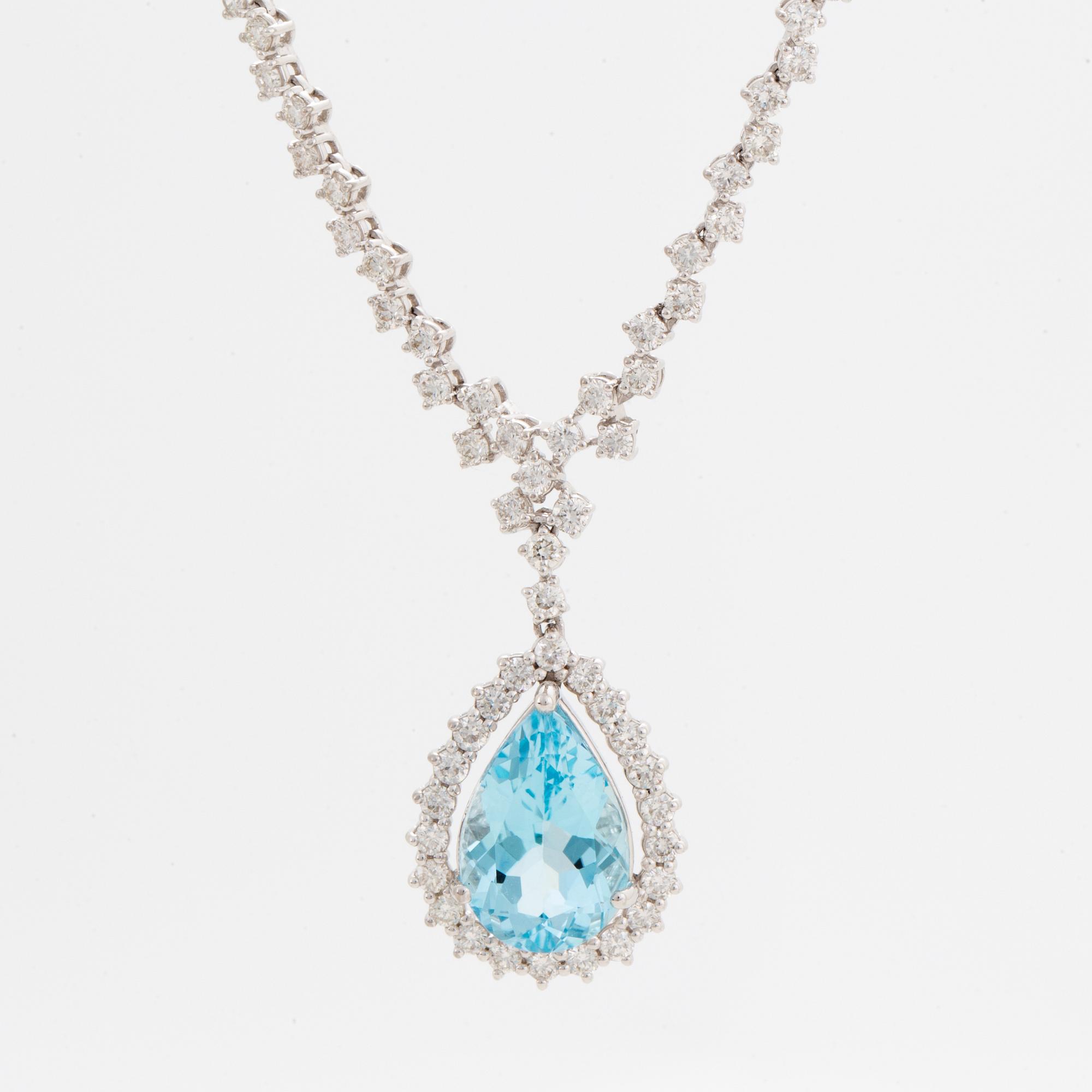 Topaz and brilliant-cut diamond necklace.