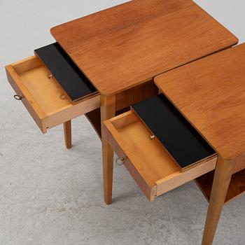 A pair of bedside tables, mid 20th Century.