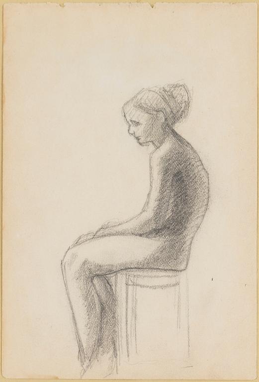 HELENE SCHJERFBECK, teckning, ej signerad, utförd troligen kring 1878-1881.