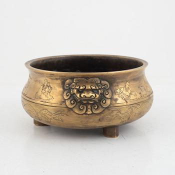 Rökelsekar, brons, sen Qingdynasti/1900-tal.