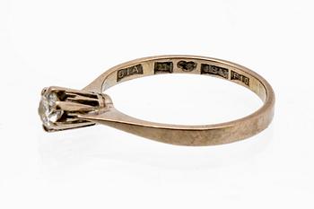 Ring 18K whitegold 1 brilliant-cut Diamond 0,20 ct engraved.