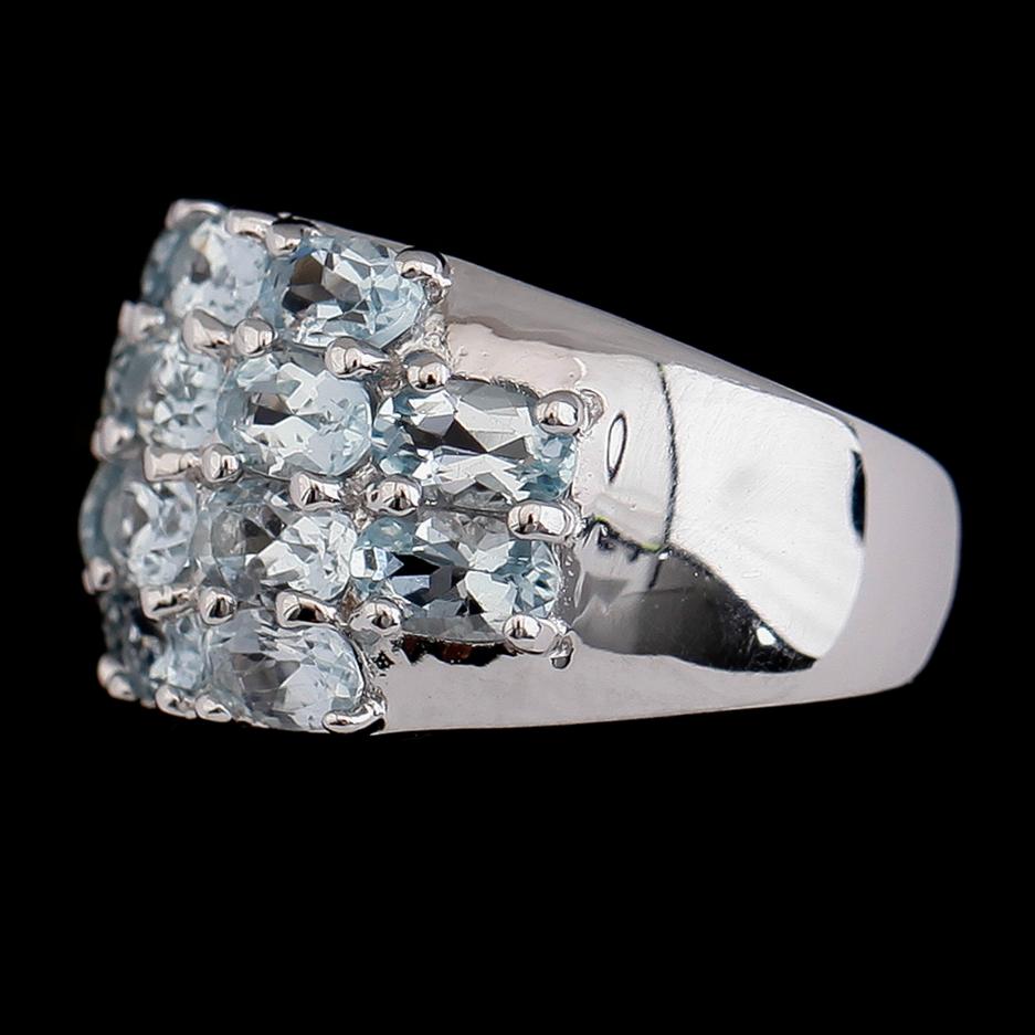 RING, sterlingsilver, akvamariner tot ca 4.00 ct. Vikt ca 5,6 g.