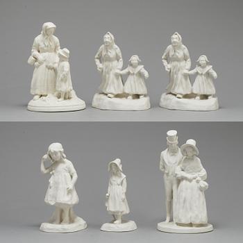 FIGURER, sex st, parian, Gustafsberg och Rörstrand, 1900-talets första kvartal.