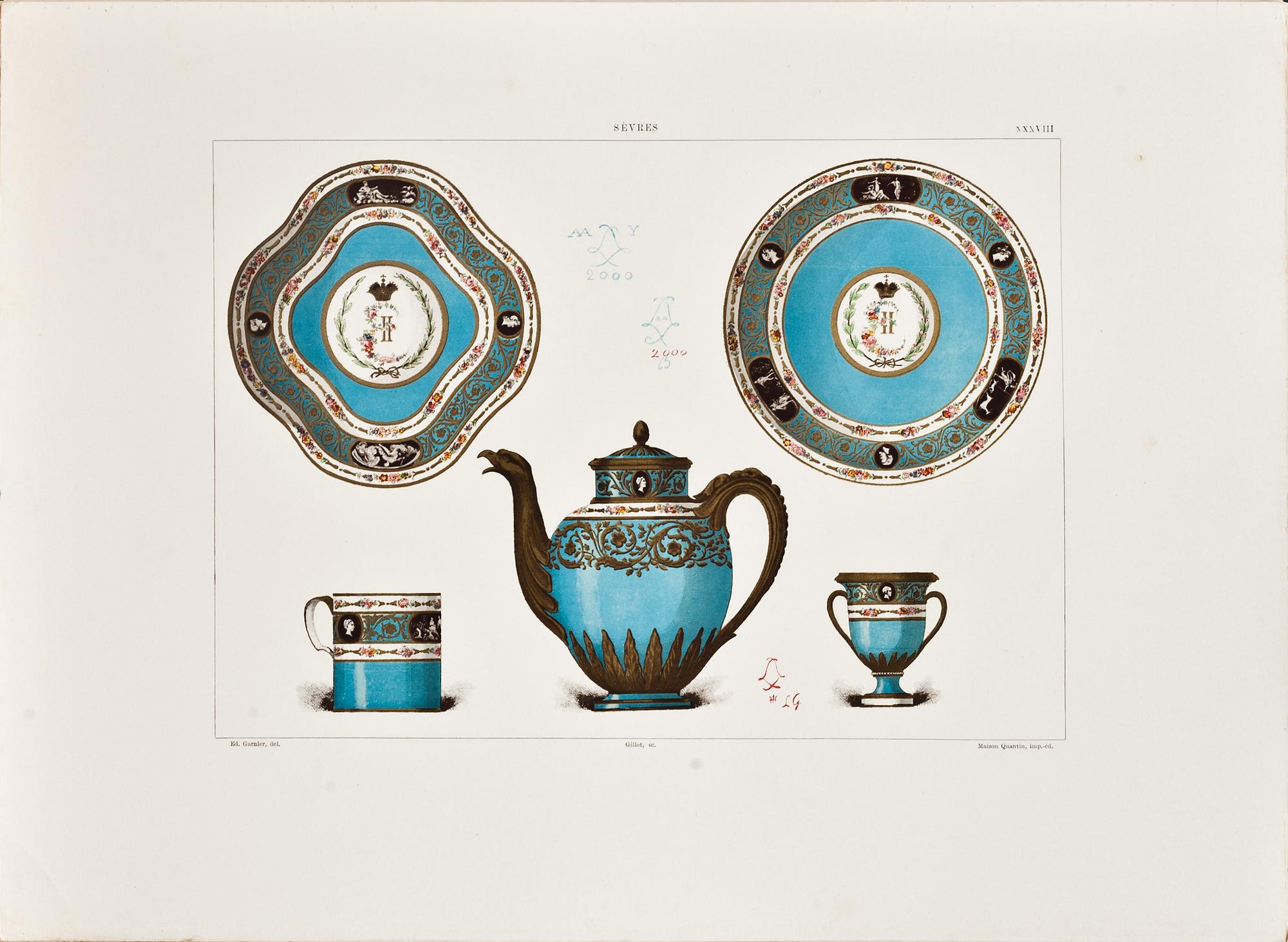 MAPP med litografier, 34 st, Edouard Garnier, 1880/90-tal.