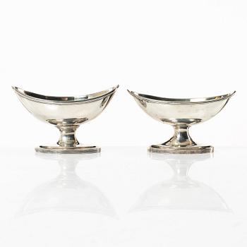 Salt cellars, a pair of similar, silver, London and Edinburgh, circa 1800.