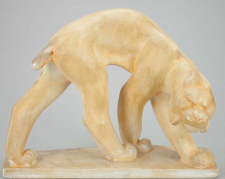 JUSSI MÄNTYNEN, "ROSVORITARI", skulptur, gips, sign. och dat. i massan 1930.