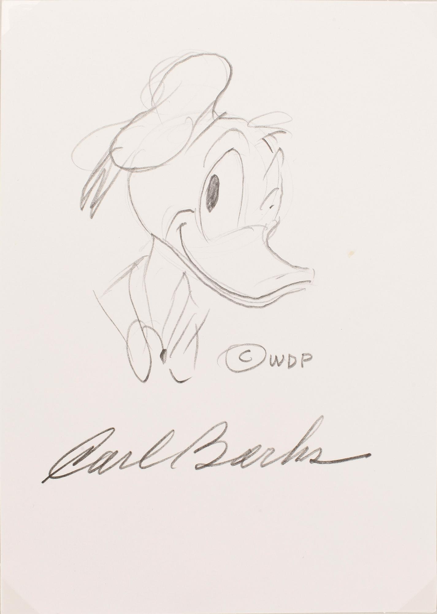 CARL BARKS, blyertsteckning, sign.