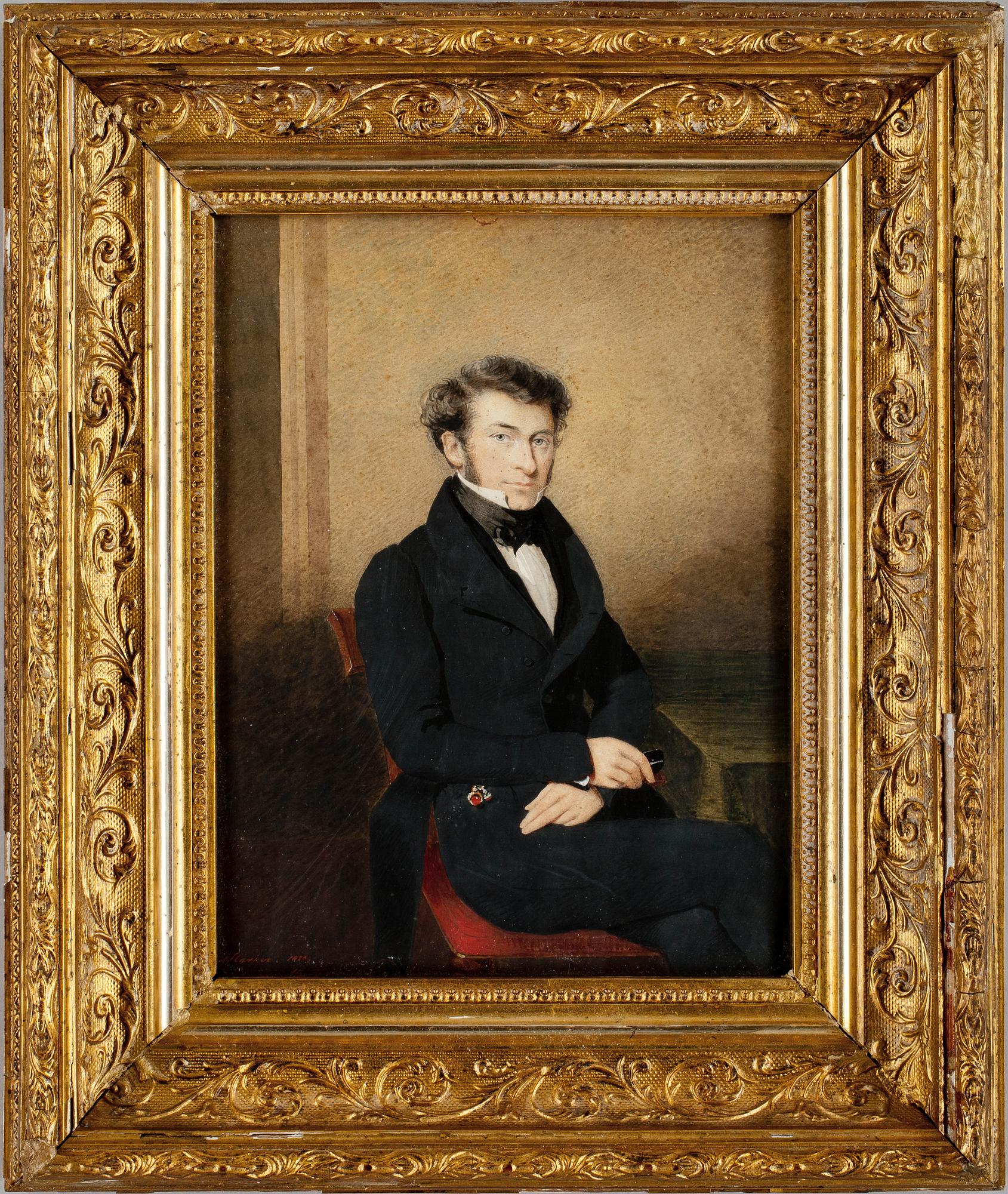 OKÄND KONSTNÄR, gouache, otydlig sign o  dat 1830.