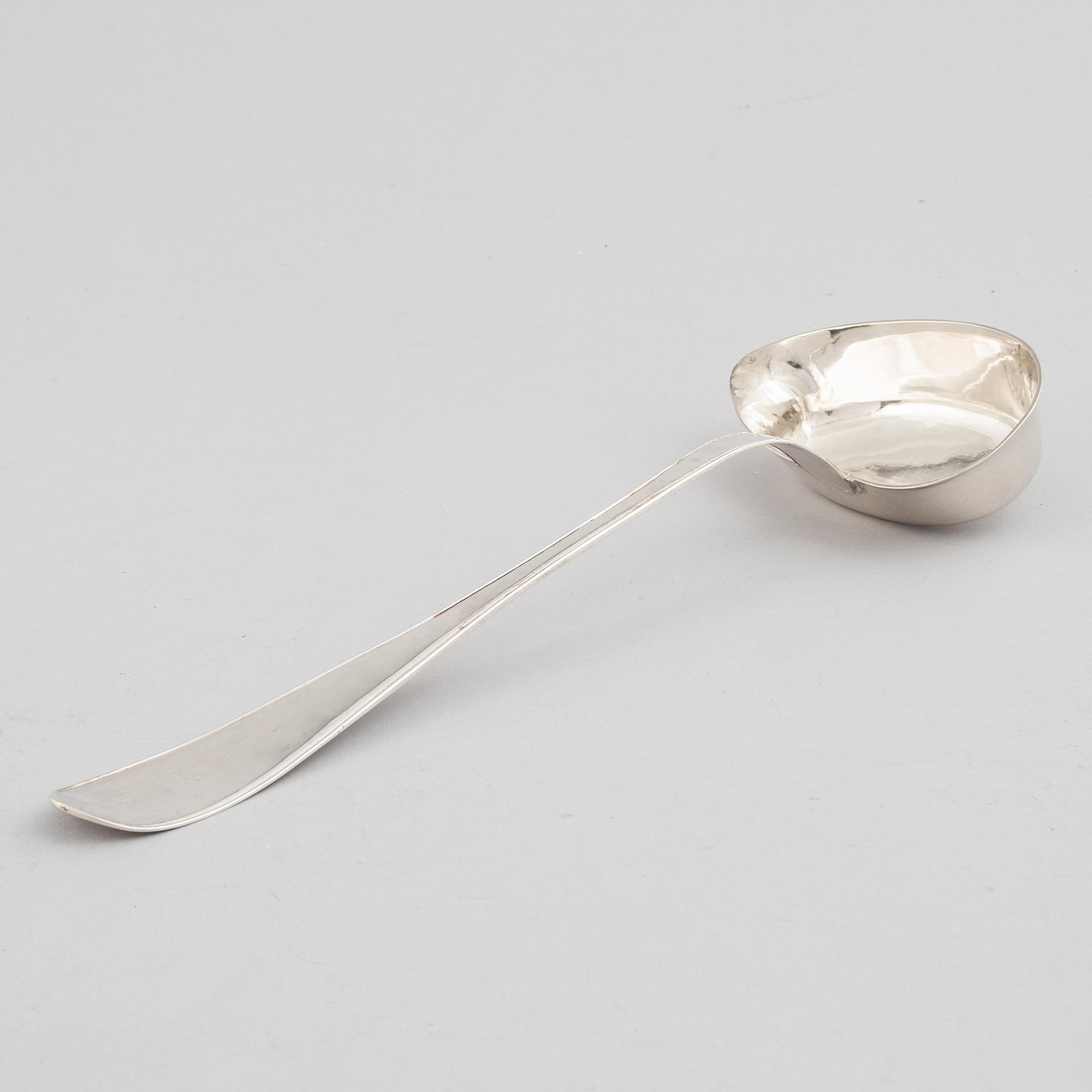 A Swedish silver soup ladel, mark of Magnus Stråtin, Uddevalla 1806.