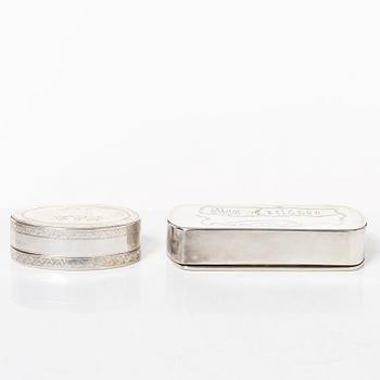 Dosor, 2 st, silver, Sverige 1786 och 1826.