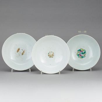 SKÅLAR, 3 st, porslin, Kina, 1800-tal.