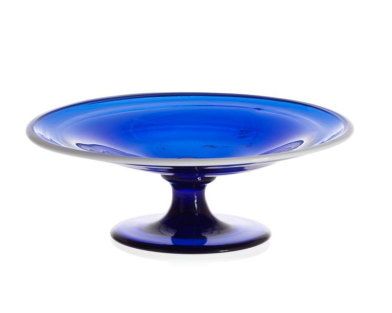 A blue glass tazza, 18th Century, presumably Norwegian.