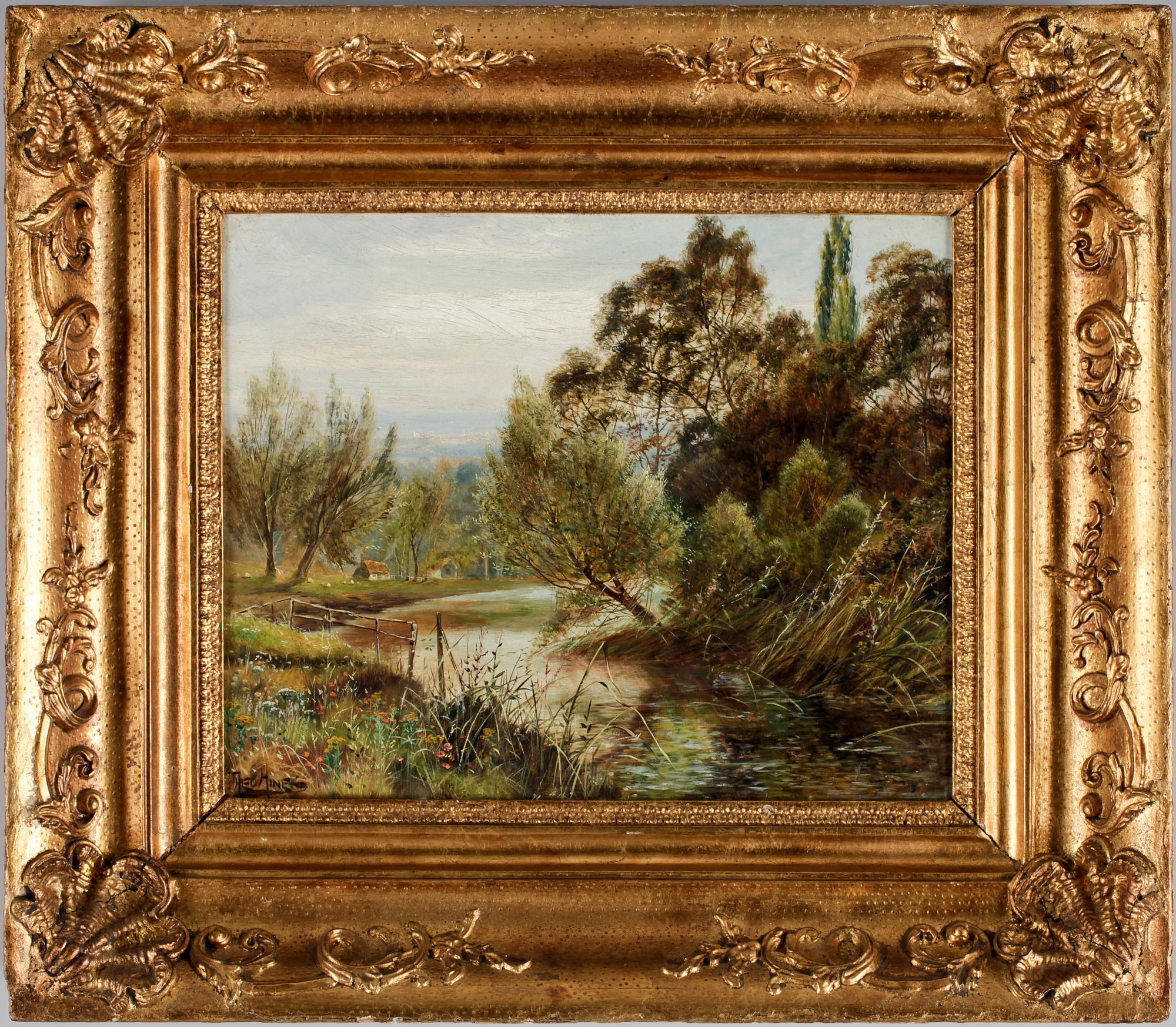 OKÄND KONSTNÄR, olja på duk, sign Theo Hine. England, 1900-talets början.