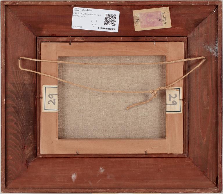 JAMES COIGNARD, olja på pannå, sign.