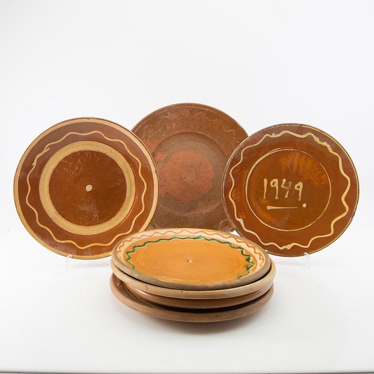 Seven glazed stoneware from Skåne, 20th century.