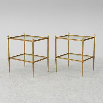 A pair of brass and glass sideboards, 1960-70s.