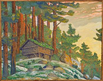 NICOLAI KONSTANTINOVITCH ROERICH, STOCKSTUGA I SKYMNINGSLJUS.