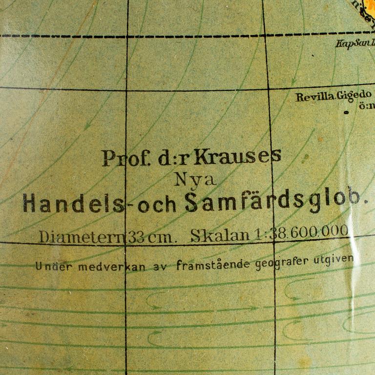JORDGLOB, Prof. d:r Krauses Handels- och Samfärdsglob, 1900-talets första hälft.