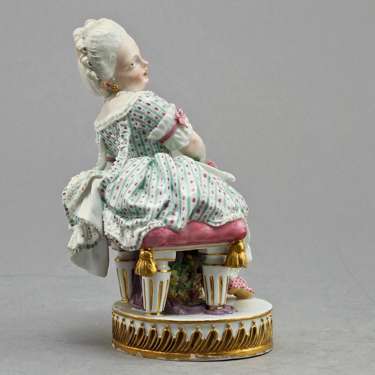 FIGURIN, porslin, Meissen, 1800-talets andra hälft.