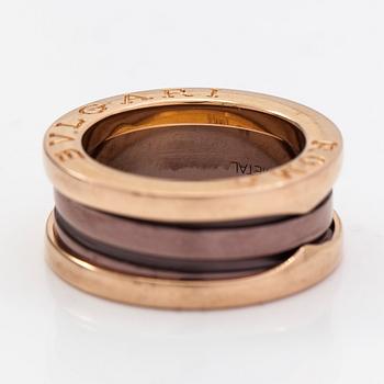 Bulgari, a "B.zero1" ring, 18K rose gold and bronze ceramic.