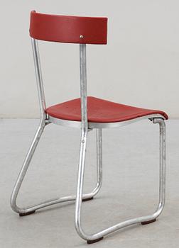 A Gio Pontio tubular aluminium and red vinyl chair, Ditta Parma Antonio e Figli, Saronno, Italy.