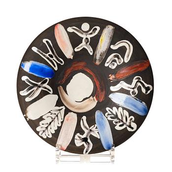 Pablo Picasso, a "Motifs no. 45" (A.R. 465) faience plate, Madoura, Vallauris, France post 1963, ed. 68/150.