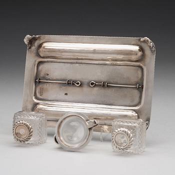 An English 18th century silver ink-stand, mark of Garrard's, London 1827.