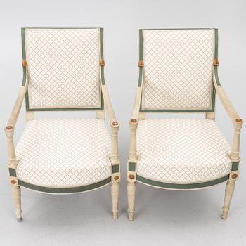 Karmstolar, ett par, directoire, Frankrike, sent 1700-tal.