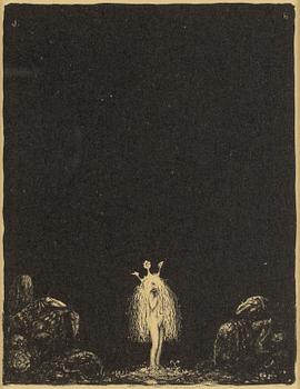 John Bauer, litografi, ur sviten: "Troll", 1915, signerad J B i trycket.